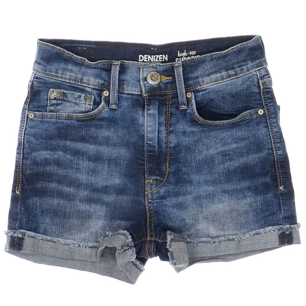 Denizen Shorts Juniors Size 3/26 High Rise Shortie Cuffed Blue Denim Measure W23